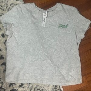 PINK Victoria's Secret Light Heather Stone Grey Floral  Green Logo XL